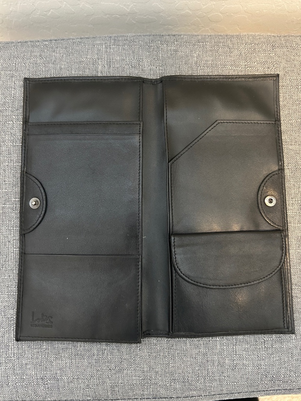 Lodis Black Leather Travel Organizer Wallet / Clutch